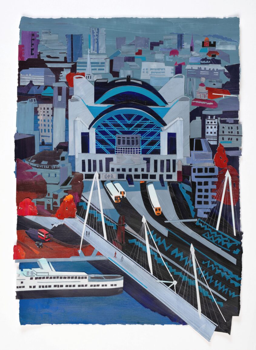 Charing Cross Station II  by Raina Goran, Acrylic collage on paper