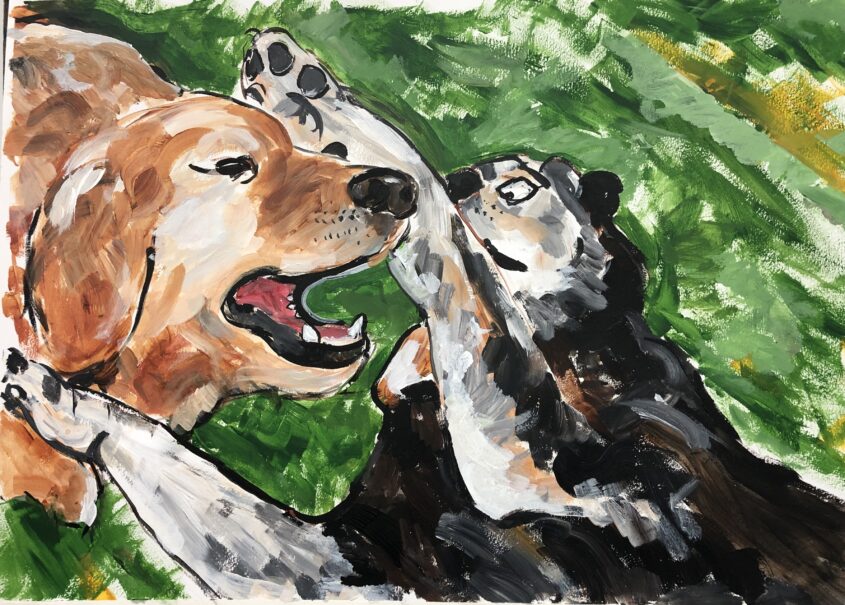 Play Fight by Michelle Karpus, Acrylic on Paper