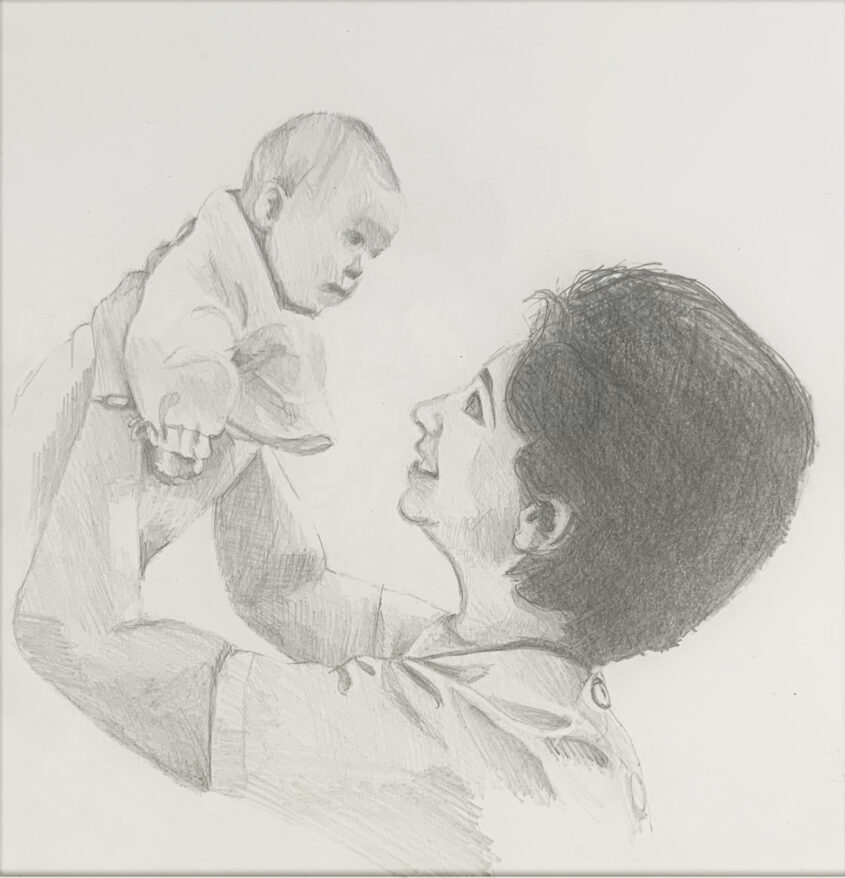 Mother and Child by Jacqui Grant, Pencil on paper