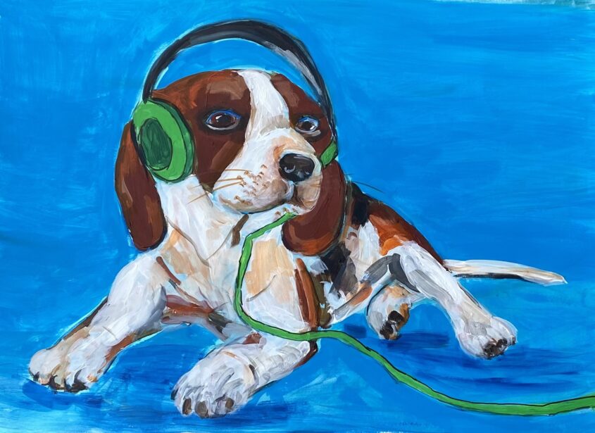 Alfie Chilling by Michelle Karpus, Acrylic on paper