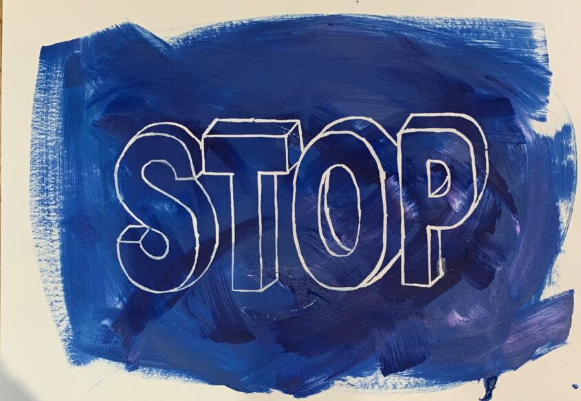 stop 2 by Jacqui Grant, acrylic and screen print
