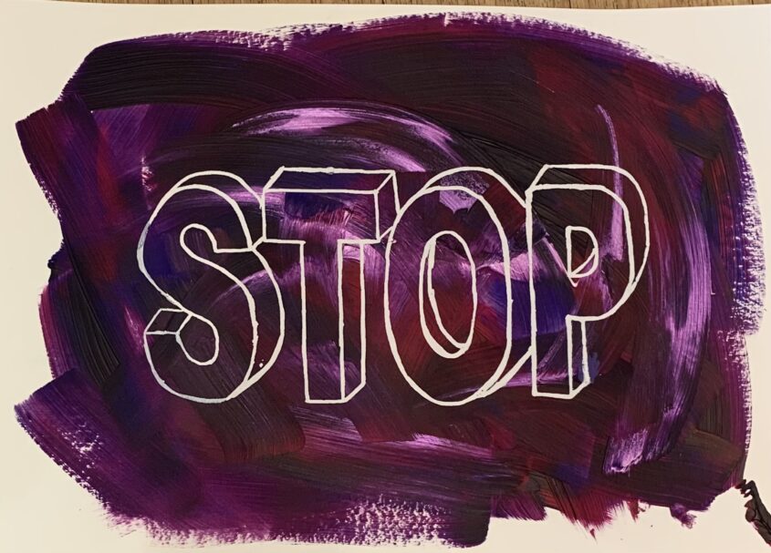 stop 1 by Jacqui Grant, acrylic and screen print