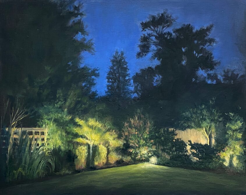 Night Garden by Diana Sandetskaya, Oil on wood panel