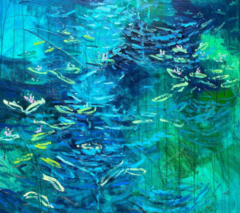 Reflections with Waterlily II by Alice Gavin Atashkar, Acrylic on canvas