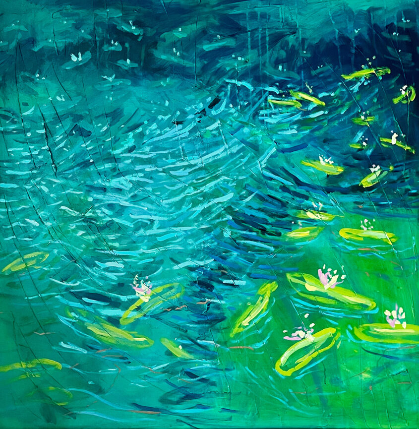 Reflections with Waterlilly I by Alice Gavin Atashkar, Acrylic on canvas