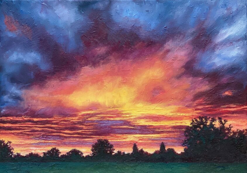 St Albans Sunset III by Diana Sandetskaya, Oil on canvas