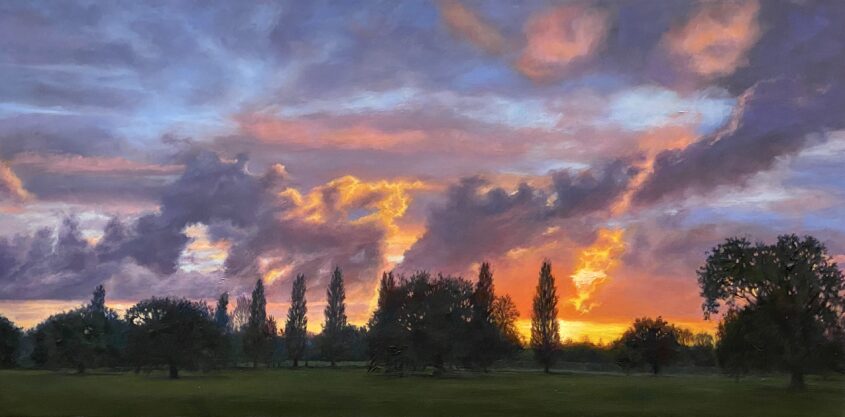 Sunset in Mill Hill Park XVII by Diana Sandetskaya, Oil on gesso board