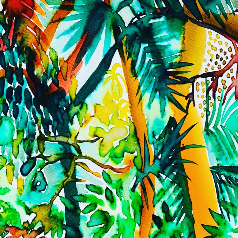 Cahuita National Park Study by Alice Gavin Atashkar, Watercolour on paper