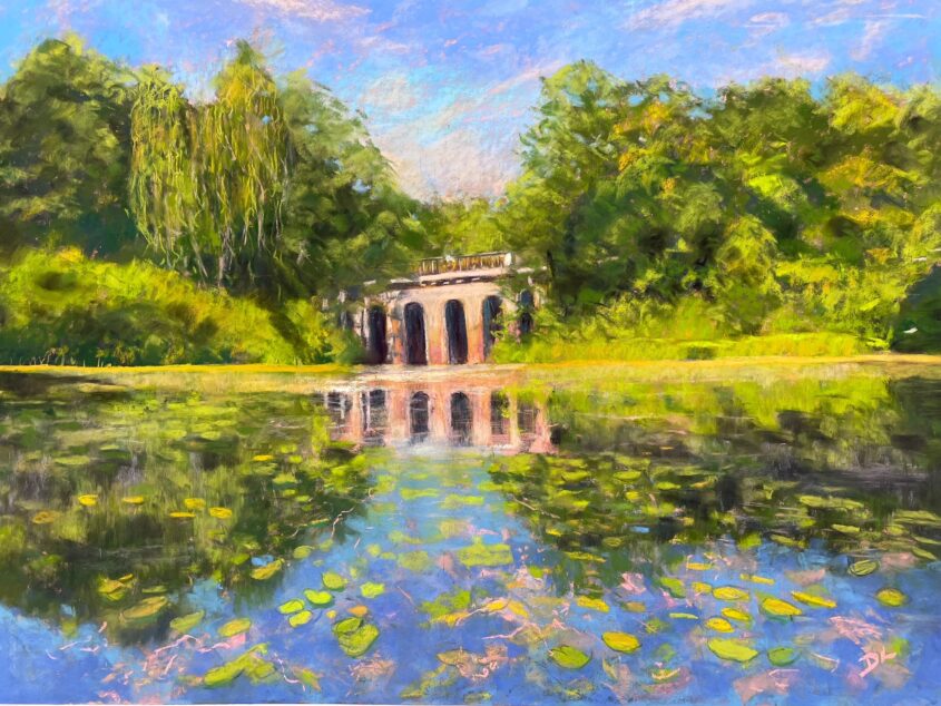 Viaduct Pond by Dawn Limbert, Pastel on paper