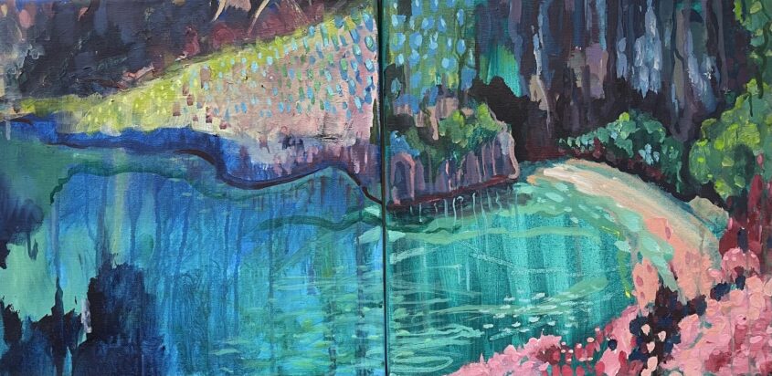 Magical Coast by Ayse McGowan, Diptych, Acrylic and ink on canvas