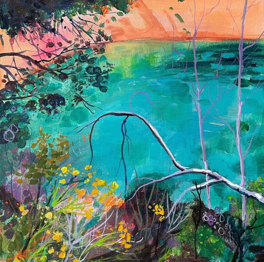 Paradise Spot by Ayse McGowan, Acrylic and ink on canvas