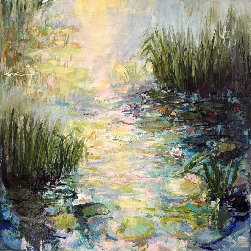 Reeds and Lillies I by Ayse McGowan, Acrylic on canvas