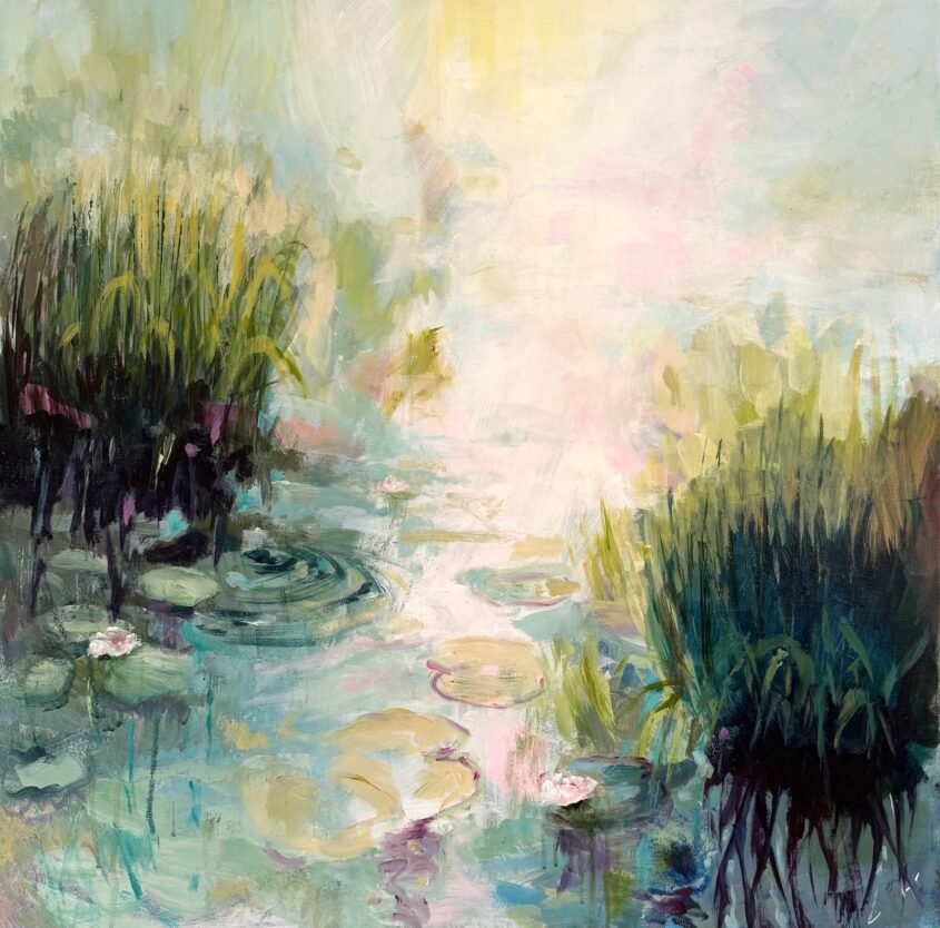 Reeds and Lillies II by Ayse McGowan, Acrylic on canvas