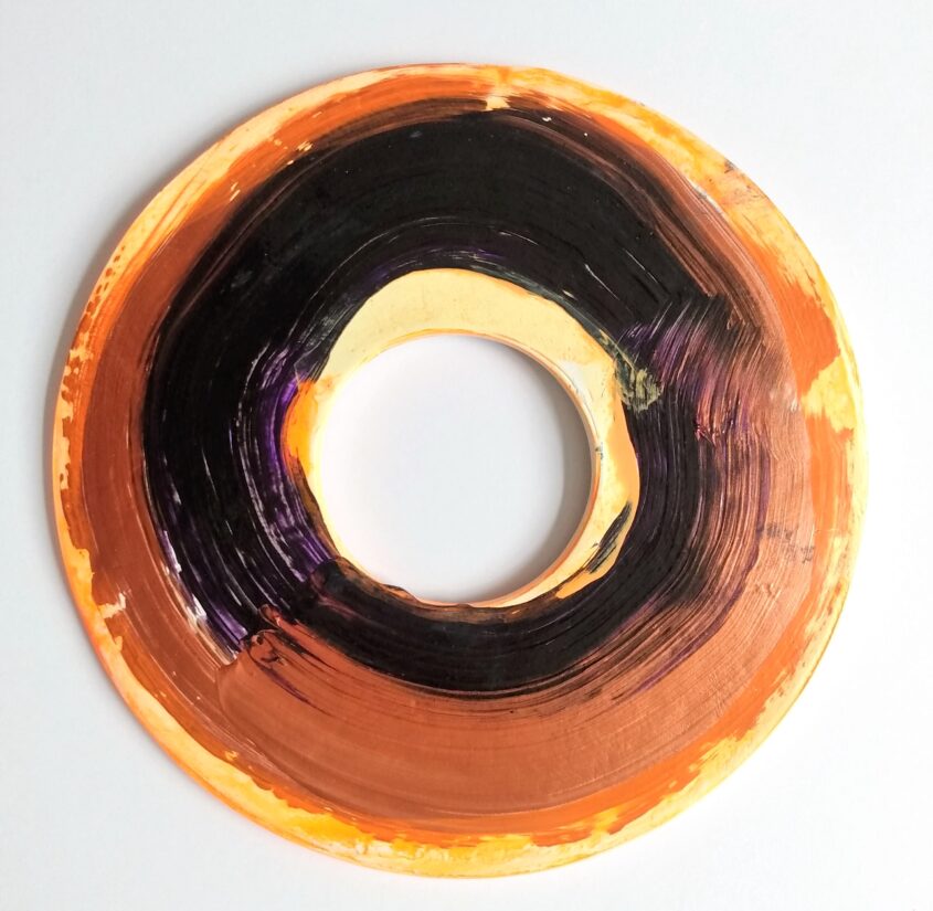 Ceramic Circle 3 by Melissa Harris, Paper clay, acrylic paints