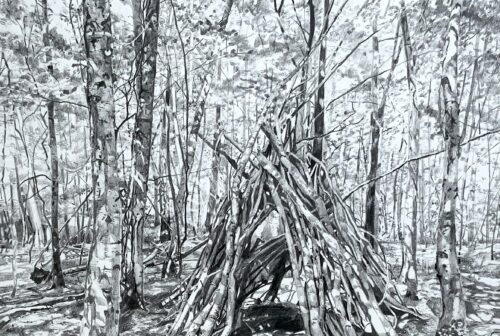 Caroline Matthews 'The Teepee Den' Graphite on paper