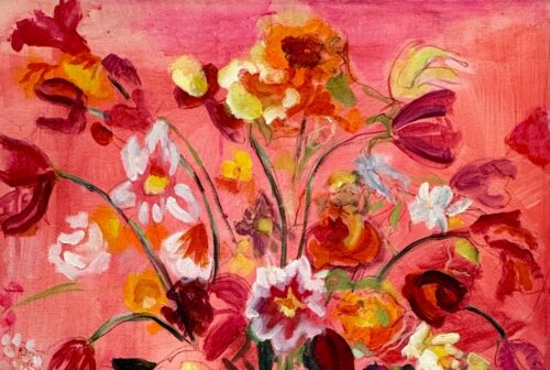 Victoria Perloff 'Joy in bloom' Acrylic, oil and oil pastel